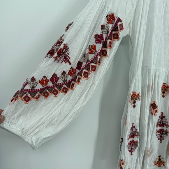 Free People Arianna Embroidered Tunic Top /mini Dress Size Medium Women’s White - Picture 8 of 13